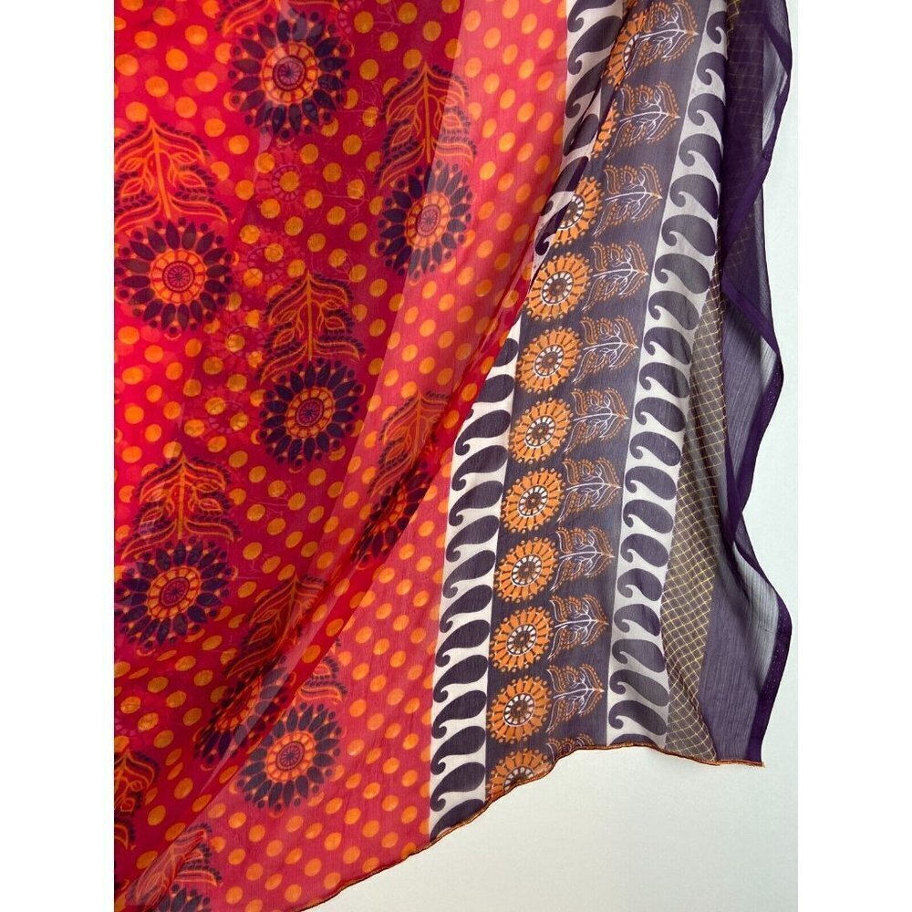 Women's Sheer Red Tones Long Scarf Size 50 in x 96 in - Picture 4 of 4